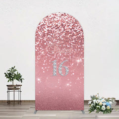 Lofaris Rose Gold Glitter Sweet 16 Birthday Arch Backdrop