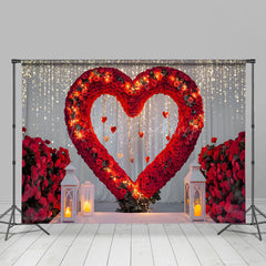 Lofaris Rose Heart Light Glitter Valentines Photo Backdrop