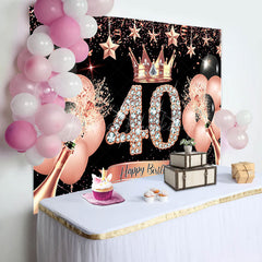 Lofaris Rosegold Queue Happy Birthday Crown Balloon Backdrop