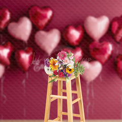 Lofaris Rosey Red Wall Love Balloons Valentines Day Backdrop