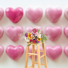 Lofaris Rosy Pink Gradient Valentines Day Hearts Backdrop