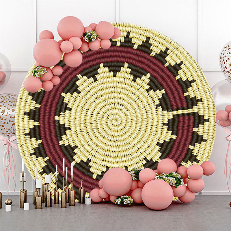 Lofaris Round Beige Navajo Marriage Basket Wedding Backdrop