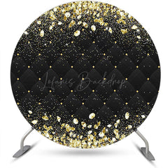 Lofaris Round Black Gold Diamonds Birthday Backdrop