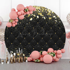 Lofaris Round Black Gold Diamonds Birthday Backdrop