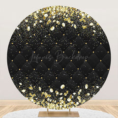 Lofaris Round Black Gold Diamonds Birthday Backdrop