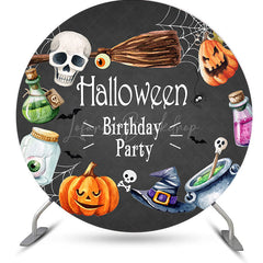 Lofaris Round Black Halloween Vibe Birthday Party Backdrop