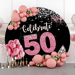 Lofaris Round Black Highheel Celebrate 50th Birthday Backdrop