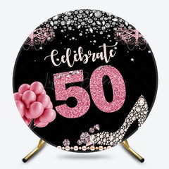 Lofaris Round Black Highheel Celebrate 50th Birthday Backdrop