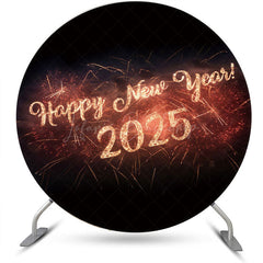 Lofaris Round Black Sparkle 2025 Happy New Year Backdrop