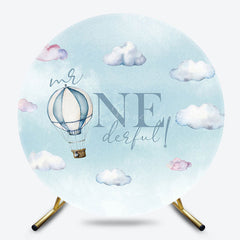 Lofaris Round Blue Cloud Hot Air Balloon Onederful Backdrop