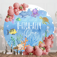 Lofaris Round Blue Undersea O Fish Ally One Birthday Backdrop