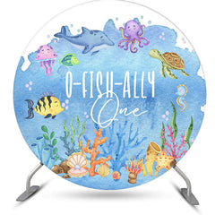 Lofaris Round Blue Undersea O Fish Ally One Birthday Backdrop