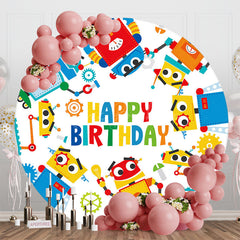 Lofaris Round Colorful Measuring Robot Birthday Backdrop