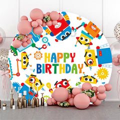 Lofaris Round Colorful Measuring Robot Birthday Backdrop