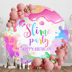 Lofaris Round Colorful Splash Slime Birthday Party Backdrop