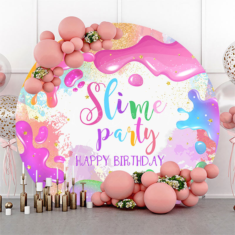 Lofaris Round Colorful Splash Slime Birthday Party Backdrop