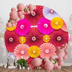 Lofaris Round Dense Colorful Paper Fan Backdrop For Birthday