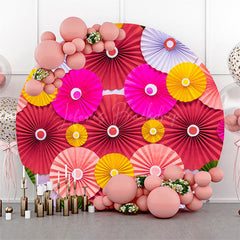 Lofaris Round Dense Colorful Paper Fan Backdrop For Birthday