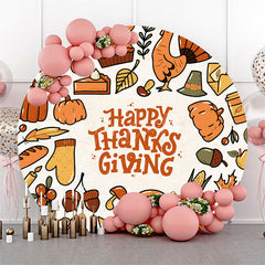 Lofaris Round Dense Food Turkey Happy Thanksgiving Backdrop