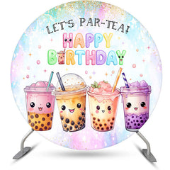 Lofaris Round Fairy Tale Boba Milk Tea Birthday Backdrop