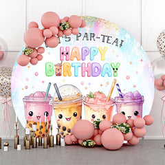 Lofaris Round Fairy Tale Boba Milk Tea Birthday Backdrop