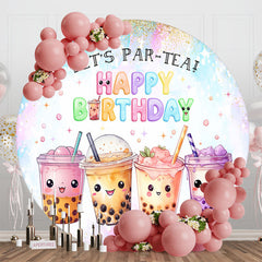 Lofaris Round Fairy Tale Boba Milk Tea Birthday Backdrop