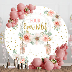 Lofaris Round Floral Gold Glitter Four Ever Wild Backdrop