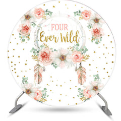 Lofaris Round Floral Gold Glitter Four Ever Wild Backdrop