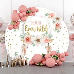 Lofaris Round Floral Gold Glitter Four Ever Wild Backdrop