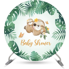 Lofaris Round Green Monstera Koala Backdrop For Baby Shower