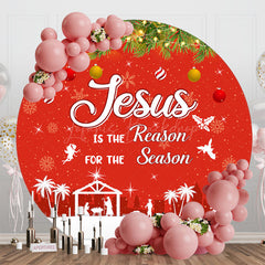 Lofaris Round Red Jesus Is The Reason For Season Backdrop