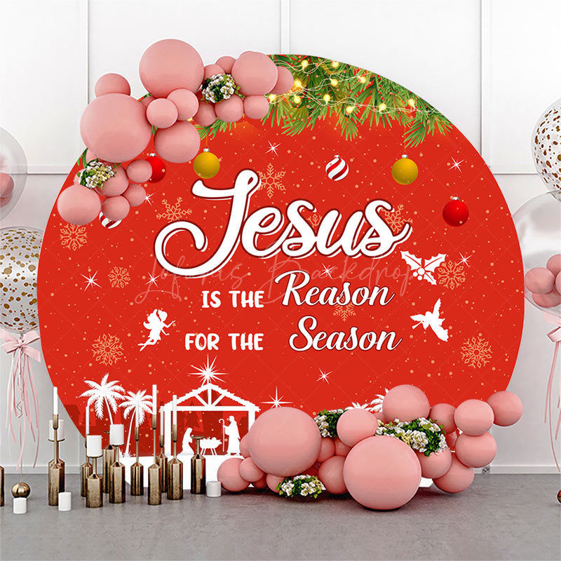 Lofaris Round Red Jesus Is The Reason For Season Backdrop