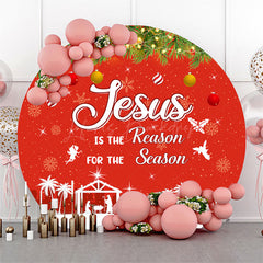 Lofaris Round Red Jesus Is The Reason For Season Backdrop