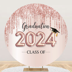 Lofaris Round Rose Gold Glitter 2024 Graduation Backdrop