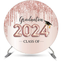 Lofaris Round Rose Gold Glitter 2024 Graduation Backdrop