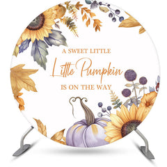 Lofaris Round Sweet Pumpkin Floral Maple Baby Shower Backdrop