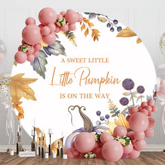 Lofaris Round Sweet Pumpkin Floral Maple Baby Shower Backdrop