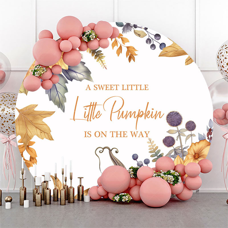 Lofaris Round Sweet Pumpkin Floral Maple Baby Shower Backdrop