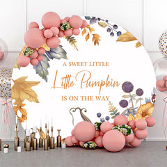 Lofaris Round Sweet Pumpkin Floral Maple Baby Shower Backdrop