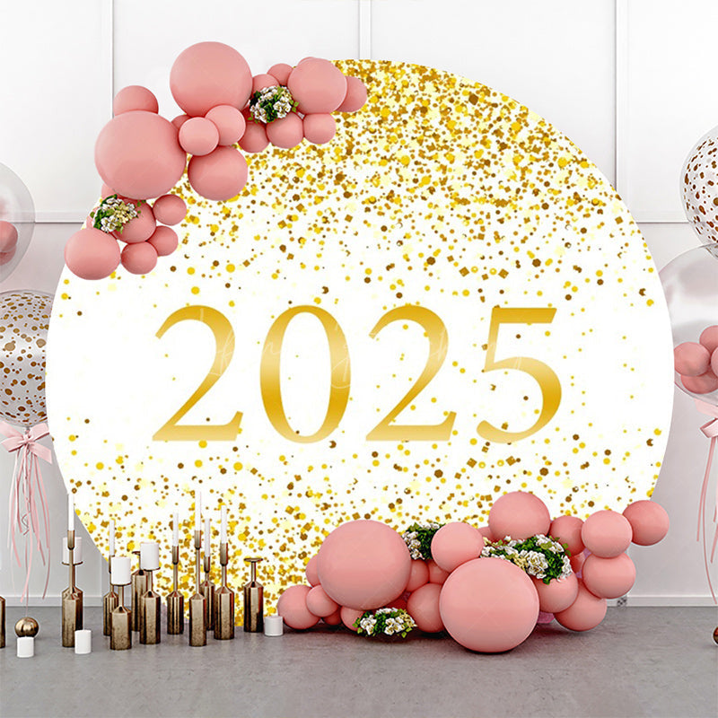 Lofaris Round White Gold Sparkle 2025 Graduation Backdrop