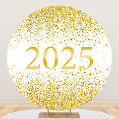 Lofaris Round White Gold Sparkle 2025 Graduation Backdrop