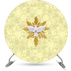 Lofaris Round Yellow Badge White Dove Baptism Backdrop