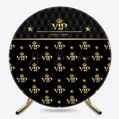 Lofaris Royal Black Gold Vip Welcome Round Party Backdrop