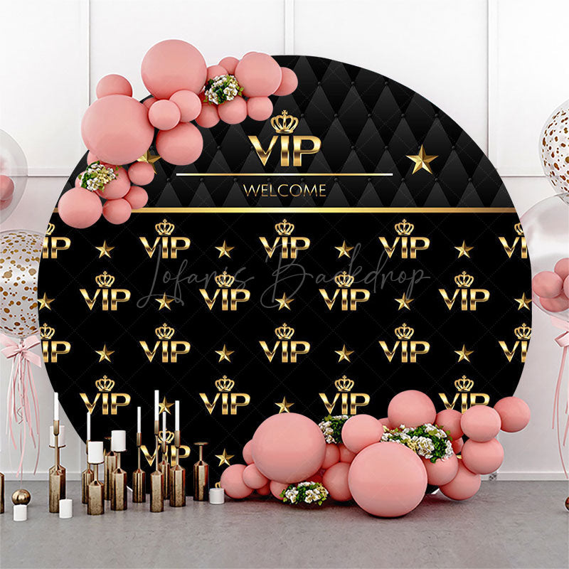 Lofaris Royal Black Gold Vip Welcome Round Party Backdrop