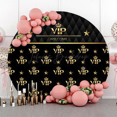 Lofaris Royal Black Gold Vip Welcome Round Party Backdrop