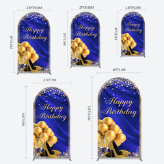 Lofaris Royal Blue Gold Balloon Happy Birthday Arch Backdrop