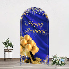 Lofaris Royal Blue Gold Balloon Happy Birthday Arch Backdrop