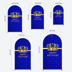 Lofaris Royal Blue Gold Crown Happy Birthday Arch Backdrop