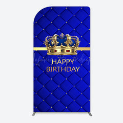 Lofaris Royal Blue Gold Crown Happy Birthday Arch Backdrop