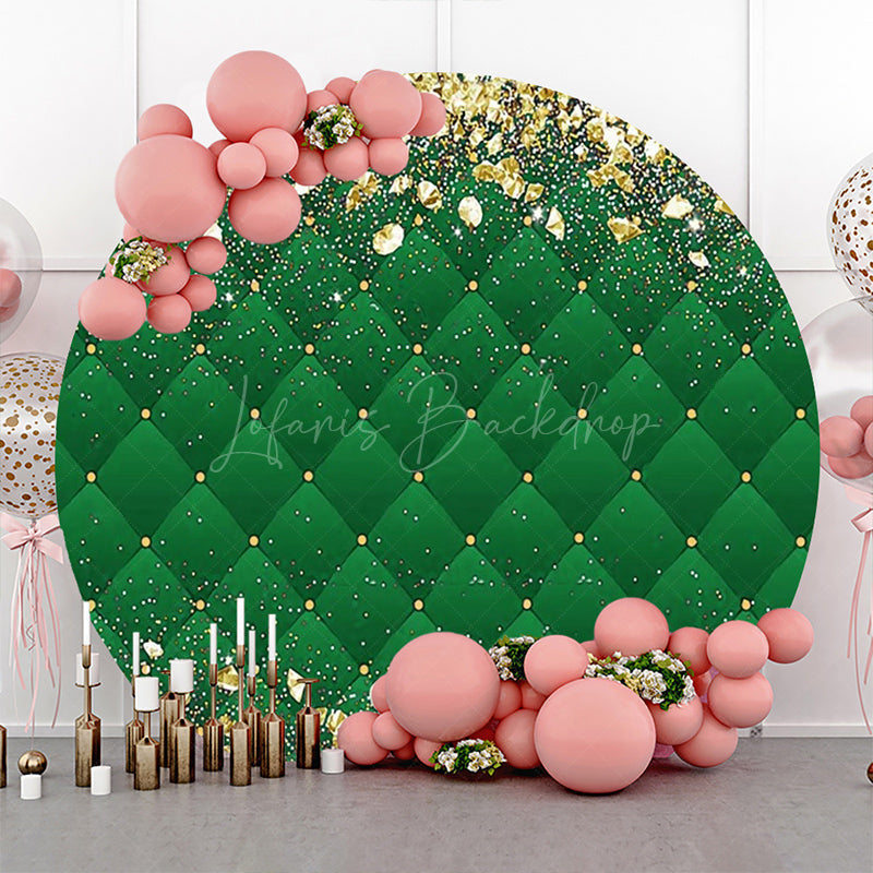 Lofaris Royal Green Gold Diamonds Round Birthday Backdrop